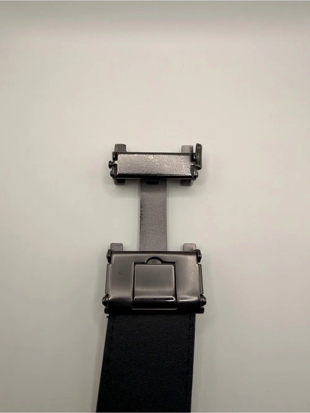Men's Black Leather Belt with Gunmetal H Buckle